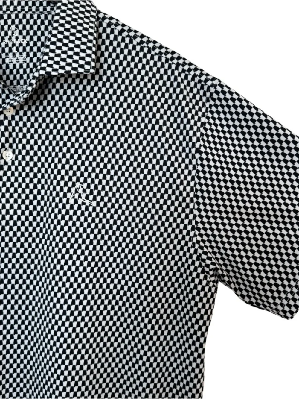 Rhoback Black White Alabama State Print Short Sleeve Performance Golf Polo Large - Picture 4 of 7